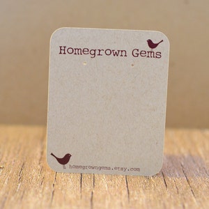 Custom Earring Cards Typewriter Font Birds- Customized - Personalized -  Jewelry Display - Branding DS012