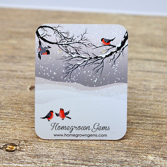 Winter Snow Red Birds Tree Personalized Earring Cards Jewelry