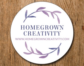 Customized Business Thank You Stickers -  Floral Wreath Pink Purple - Party - Packaging Display - Thank You Stickers