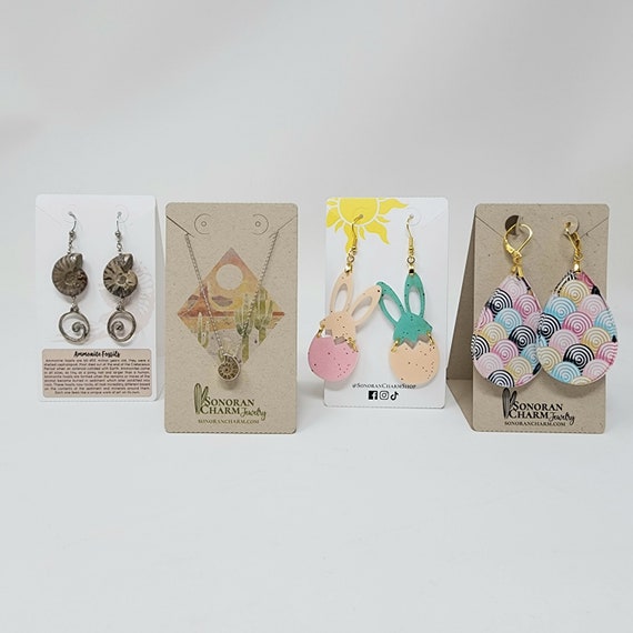 3.9 Earring Cards Free Standing Tent Combo Necklace Display Cards Logo  Jewelry Stand Display Packaging ECONOMY 