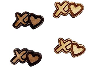 13mmx15mm | Mini XO Love Hugs Kisses for making Stud Earrings  | Wood Cabochons Stud Earring Embellishments | Laser Cut