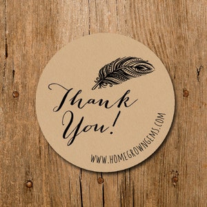 Customized Stickers - Boho Style Feather Thank You - Labels - Wedding - Birthday Party - Thank You Stickers