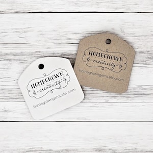 180 TAGS | 1.5&quot;x1.5&quot; Custom Tags Curved Top Personalized with Logo Text - Jewelry Tags - Price Tags - Hang Tags