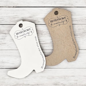 Country Cowboy Boot Hang Tag - Price Tags - Thank You Tags - Gift Tags - Party Favor | 2.5"x2" | 60 TAGS