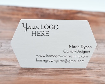 70 CARDS | Business Cards Pointed Side Die Cut - Customized with your Logo and Text | DS0124