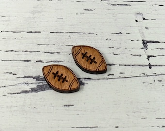 12mm | Football Sports | Engraved Wood | Cabochons Stud Earring Embellishments | Laser Cut