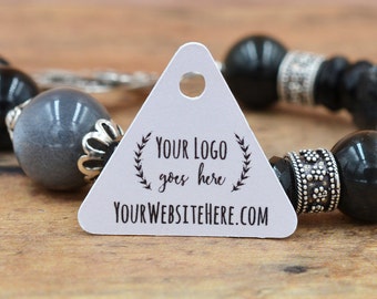 240 TAGS | Mini Triangle | Custom Tags | 1" Personalized with Logo Text - Jewelry Tags - Price Tags - Hang Tags