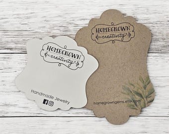 Personalized Jewelry Display Cards | Ornate Curve Design | 20 SIZES | Includes Your Logo | Earring Cards  Hair bows Necklaces Cards | SP2010