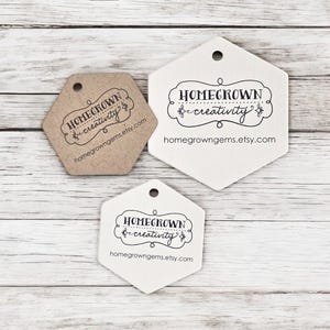1.5&quot; & 2&quot;  Hexagon Shape | Customized Small Price Tags Jewelry Hang Tags Labels NB