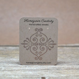 Earring Cards Customized Ornate Background Pattern and Your Information - Jewelry Display Tags - Price Tags - Earring Tags