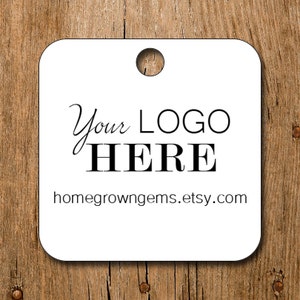 Customized 2 Round Square Logo Hang Tags Price Tags Product Display favor thank you 105 TAGS BT02TL image 1