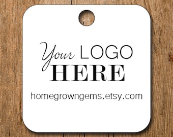 Customized 2" Round Square Logo Hang Tags Price Tags Product Display - favor - thank you  | 105 TAGS | BT02TL