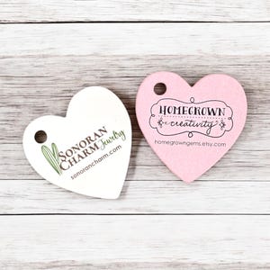 1.5&quot; | 2&quot; - Heart Shape Customized Price Tags Jewelry Hang Tags Labels - Thank You Tags - Wedding  | DS0114    NB