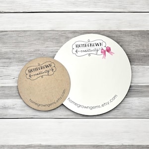 Tarjetas de exhibición de joyas circulares / 7 tamaños / Incluye su logotipo / Tarjetas para aretes Etiquetas colgantes para collares / SP2055