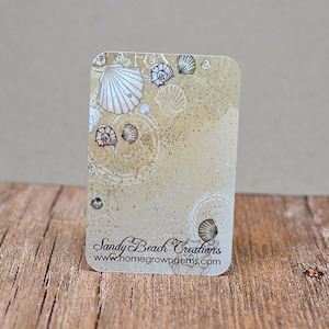 Sandy Beach Sea Shells Customized Earring Display Cards - Necklace Cards - Jewelry Tags - Packaging - Branding  | DS0034