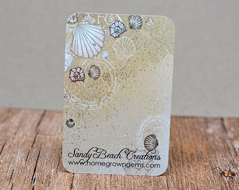 Sandy Beach Sea Shells Customized Earring Display Cards - Necklace Cards - Jewelry Tags - Packaging - Branding  | DS0034