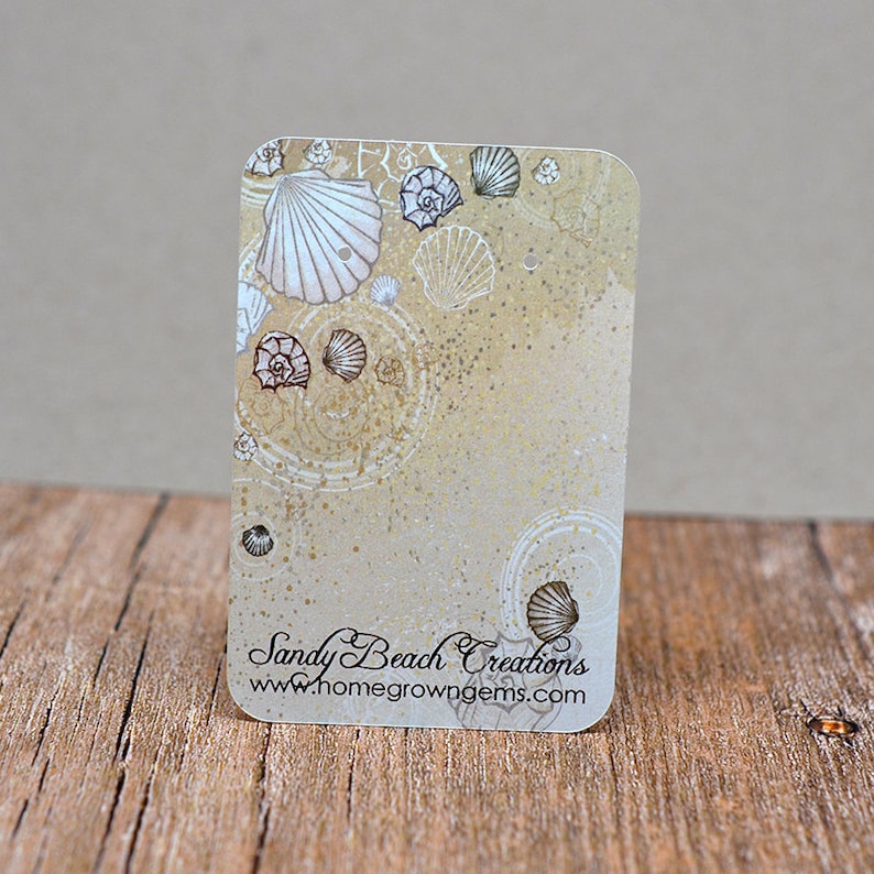 DS0034 Branding Necklace Cards Sandy Beach Sea Shells Customized Earring Display Cards Packaging Jewelry Tags
