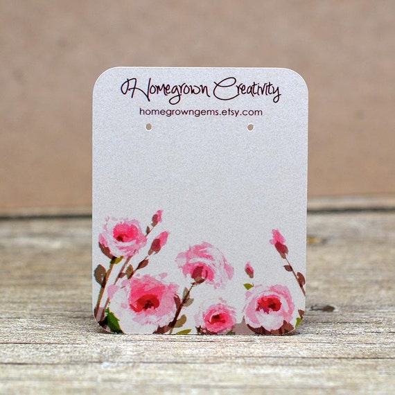 Earring Display Cards Pink Water Color Flower Garden Etsy