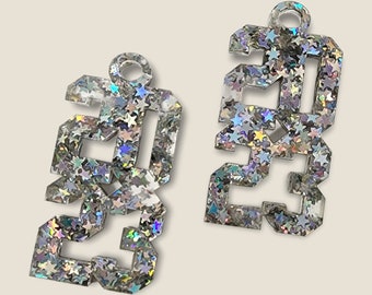 2023 Celebrate Graduate Graduation Acrylic Star Glitter Earring Blanks | 1"x2" PAIR | Jewelry Blanks Components Making Jewelry