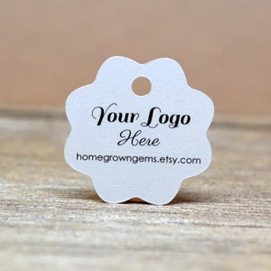 180 tags - 1.5&quot; - Scalloped Flower Shape Customized Small Price Tags Jewelry Hang Tags Labels