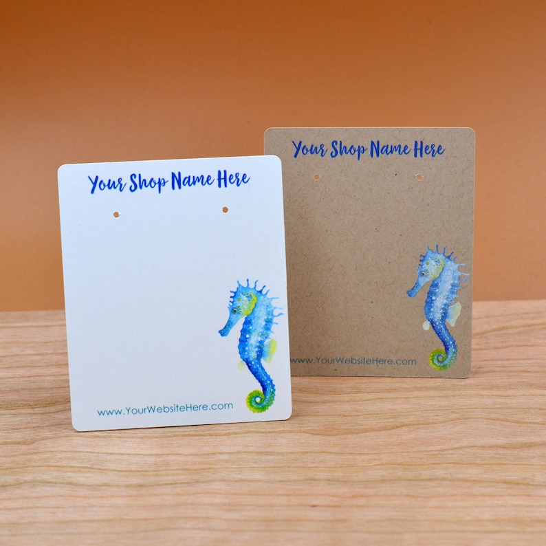 necklace Cards -Packaging Earring Necklace Bows Colorful Watercolor Blue Green Seahorse Customize Jewelry Display Cards DS0149