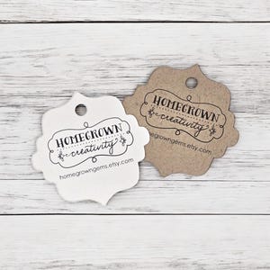 192 Etiquetas | 1,5" | Etiquetas de pendurar personalizadas Etiquetas de preço Exibição de produtos Etiqueta de corte extravagante Seu logotipo personalizado