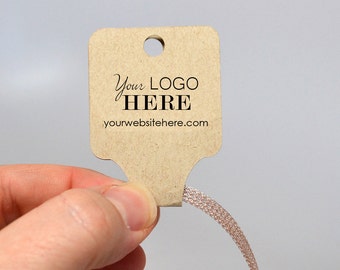 70 TAGS | Custom Fold Over Necklace Jewelry Tags Jewelry Display Personalized Product Hanging Cards | 1.5"x1.5" Tops