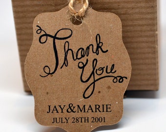 Kraft Brown Wedding Tags Thank You Favor Tags Gift Tags Die-Cut Natural