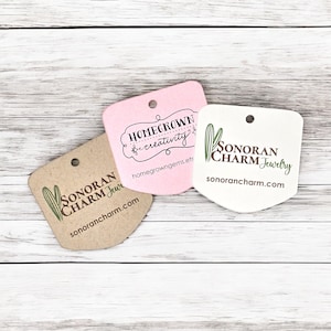 180 TAGS | 1.5&quot;x1.5&quot; | Curved Arch Bottom Shape Customized Small Price Tags Jewelry Hang Tags Labels