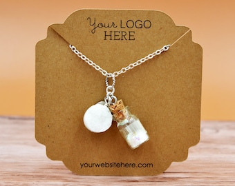 14 SIZES | Custom Necklace Cards with Your Logo Ornate Cut - Jewelry Display - Chain - Personalized - Packaging - Necklace Tags | DS0125