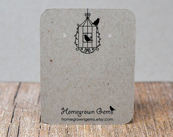 Earring Display Cards Personalized with Your Information - Bird Cage Black Birds  - Jewelry Tags