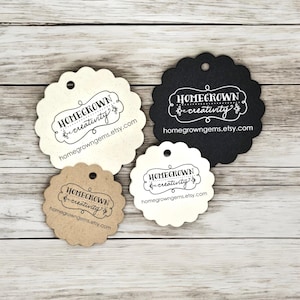 Scalloped Circle Customized Small Price Tags Jewelry Hang Tags Labels | MULTIPLE Sizes | NB