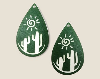 Southwest Cacuts Sun Desert Acrylic Teardrop Earring Blanks | 1.23"x2" PAIR | Jewelry Making Blanks Components