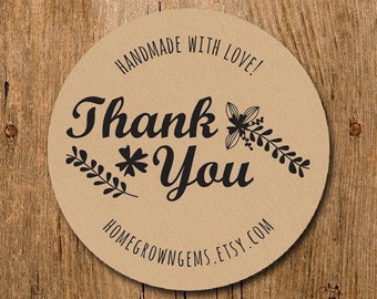 Customized Stickers - Modern Floral Thank You  - Labels - Wedding - Birthday Party - Thank You Stickers | #078