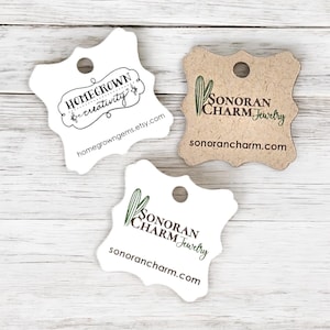 Mini Ornate Frame | 240 TAGS | Custom Tags | 1&quot;x1&quot; | Personalized with Logo Text - Jewelry Tags - Price Tags - Hang Tags