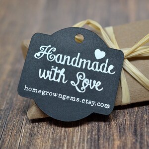 105 TAGS | 2&quot;x2&quot; | Chalkboard Style Handmade with Love Thank You Hang Tags - Gift Tags - Packaging - Wedding | DS0091 - NB