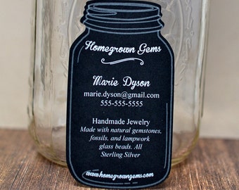 Black White Mason Jar Chalkboard Business Cards - Calling Cards - Mommy Cards - Packaging Display | DS0016 | 70 CARDS