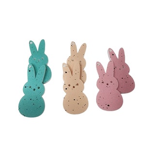 Pastel Speckled Egg Pink Blue Yellow Acrylic Marshmallow Bunny Easter Earring Blanks  | 0.84&quot;x1.75&quot; One PAIR | Jewelry Making Blanks Spring