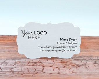 Custom Business Cards with Your Logo and Text - Ornate Cut - Recycled Paper Options | DS0122