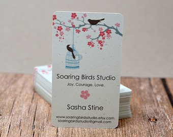 Modern Business Cards Cherry Blossom Bird Tree Mommy Calling Cards 00093a | 70 CARDS