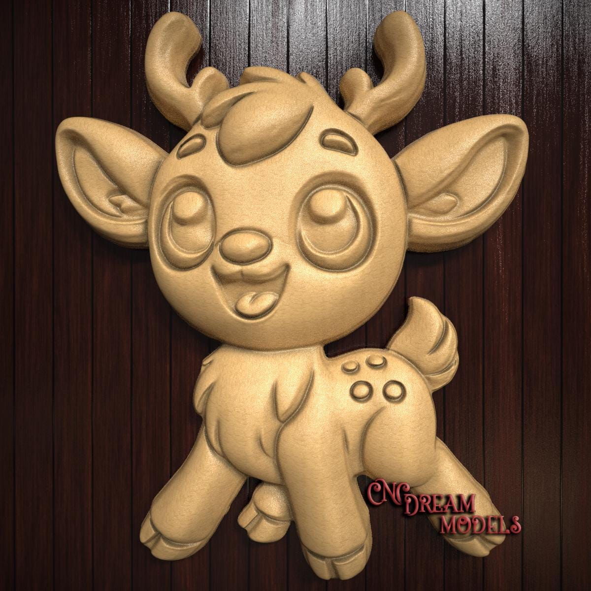 Cute Baby Deer 3D Relief CNC Router Carving File | STL File for Cnc ...