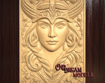 Viking Warrior Woman Portrait 3D Relief STL File for CNC Router Carving or 3D Resin Printing