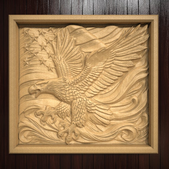 CNC Router Carving File | STL File for cnc | VCarve | Aspire | Easel | File for CNC | Carbide Create Pro | Eagle | American Flag