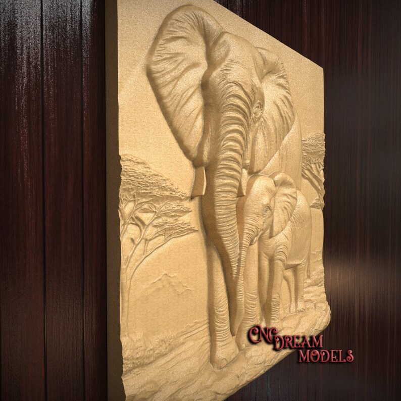 Elephant With Baby Elephant| CNC Router Carving File | STL File for Cnc ...