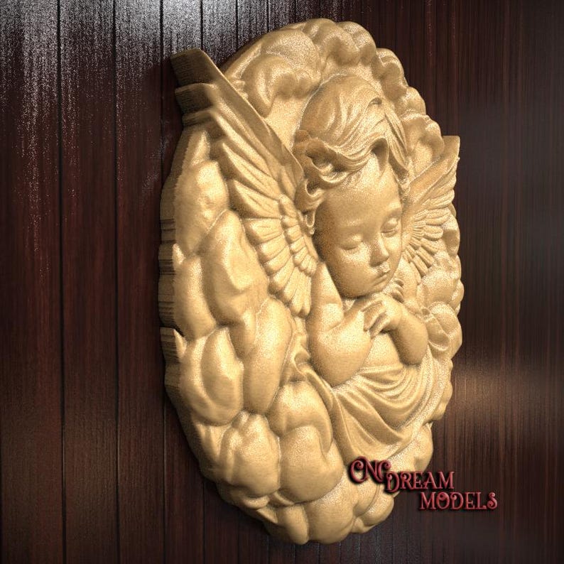 Sleeping Angel Baby 3D Relief STL File for CNC Router Carving or 3D ...