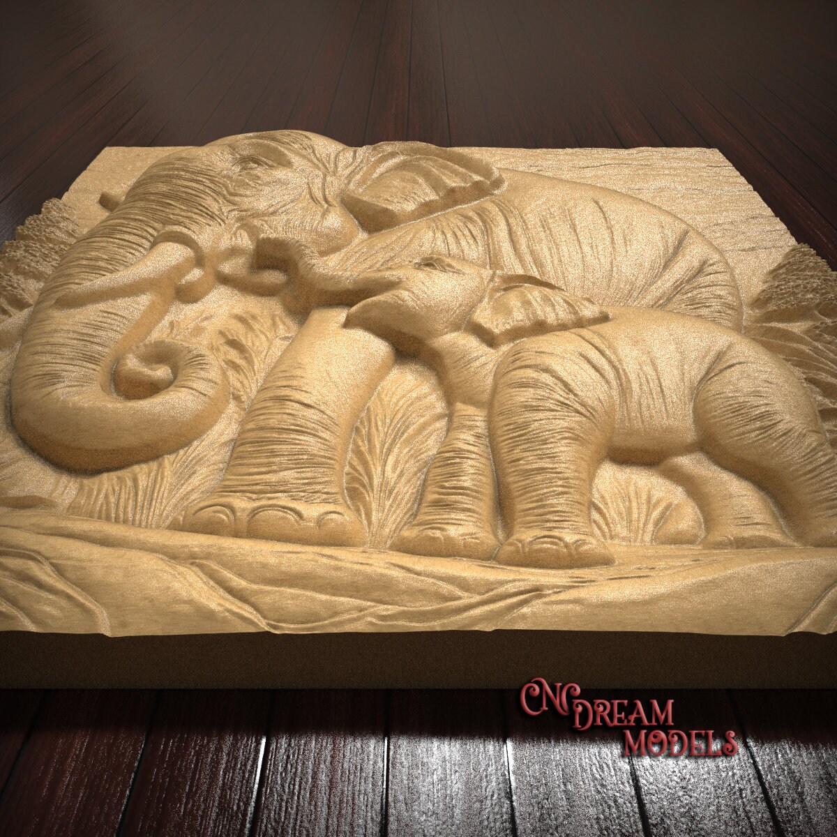 Elephant With Baby Elephant| CNC Router Carving File | STL File for Cnc ...