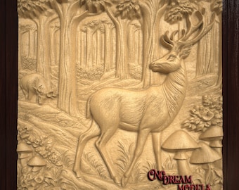 CNC Router Carving File | STL File for cnc | VCarve | Aspire | Easel Pro | File for CNC | Carbide Create Pro | Deer in the Woods