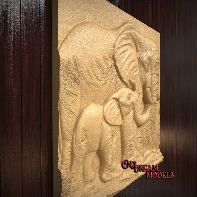 Elephant With Baby Elephant| CNC Router Carving File | STL File for Cnc ...