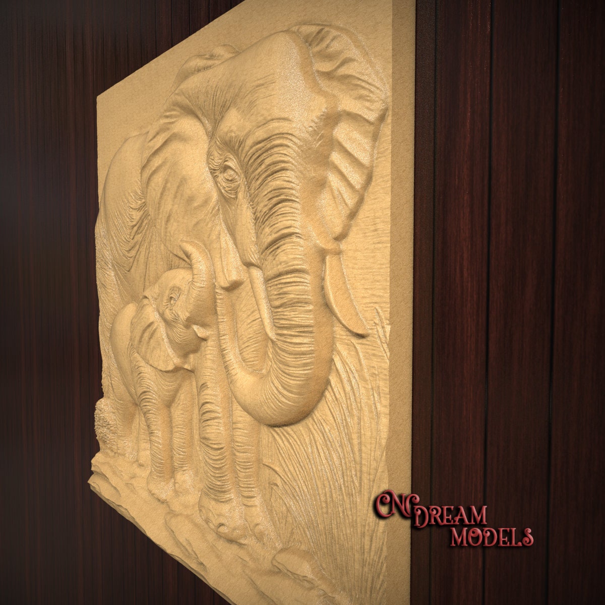Elephant With Baby Elephant| CNC Router Carving File | STL File for Cnc ...