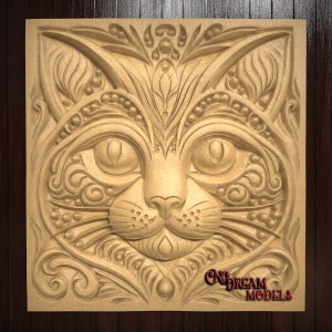 Arquivo de escultura de roteador CNC | Arquivo STL para cnc | Download instantâneo | VCarve | Aspirar | Cavalete | Arquivo para CNC | Carboneto Criar Pro | Gato